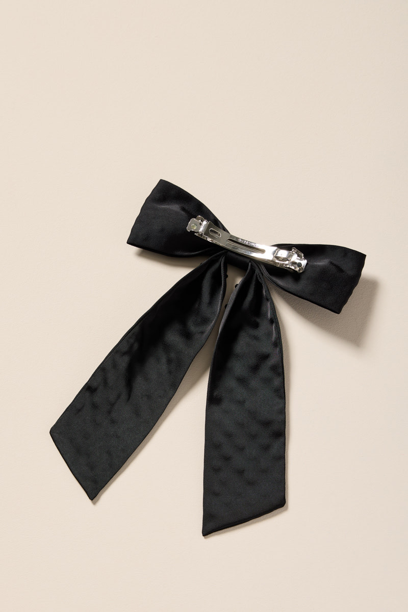 Mary Rhinestones Satin Bow Barrette