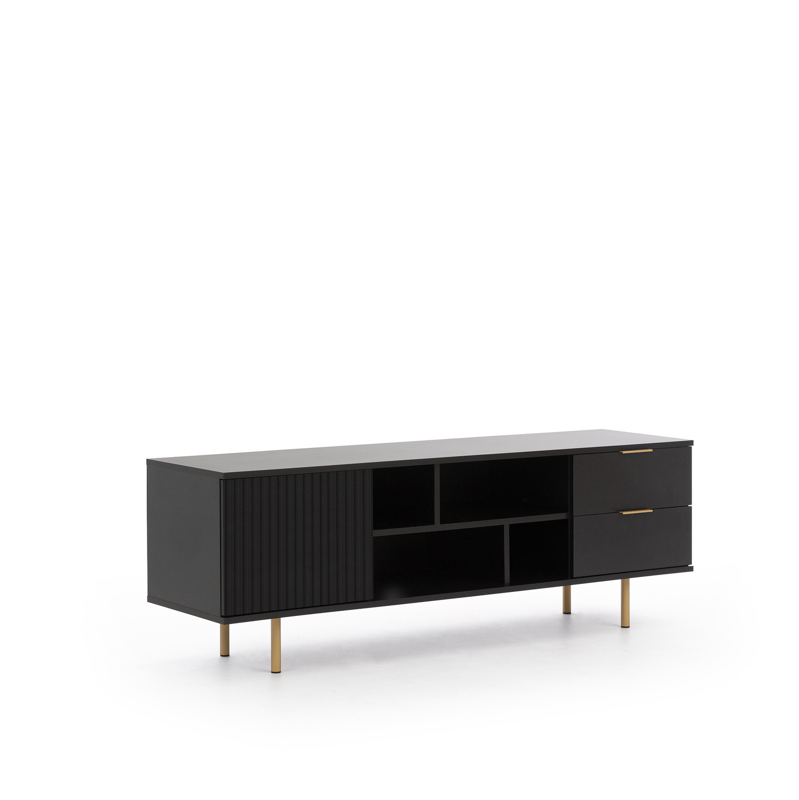 Czarna szafka RTV Prestige 150cm z dwoma szufladami