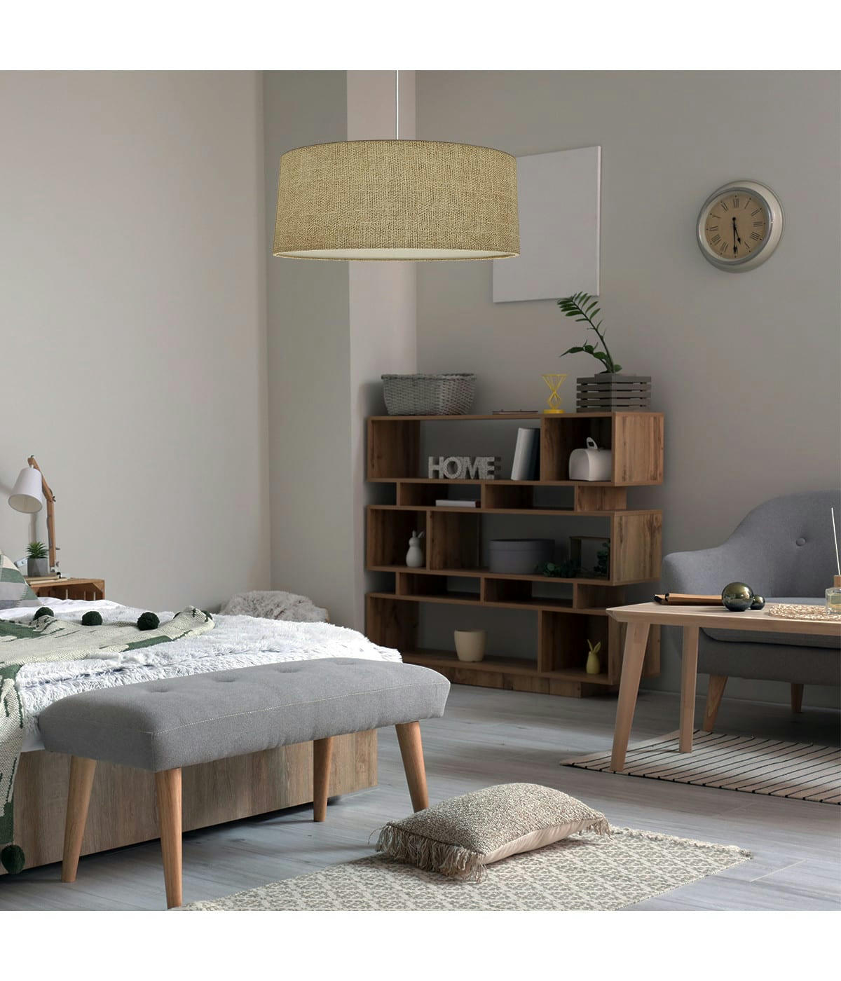 COLOMBE - Suspension imprimée effet Lin Beige D: 50 x H: 25