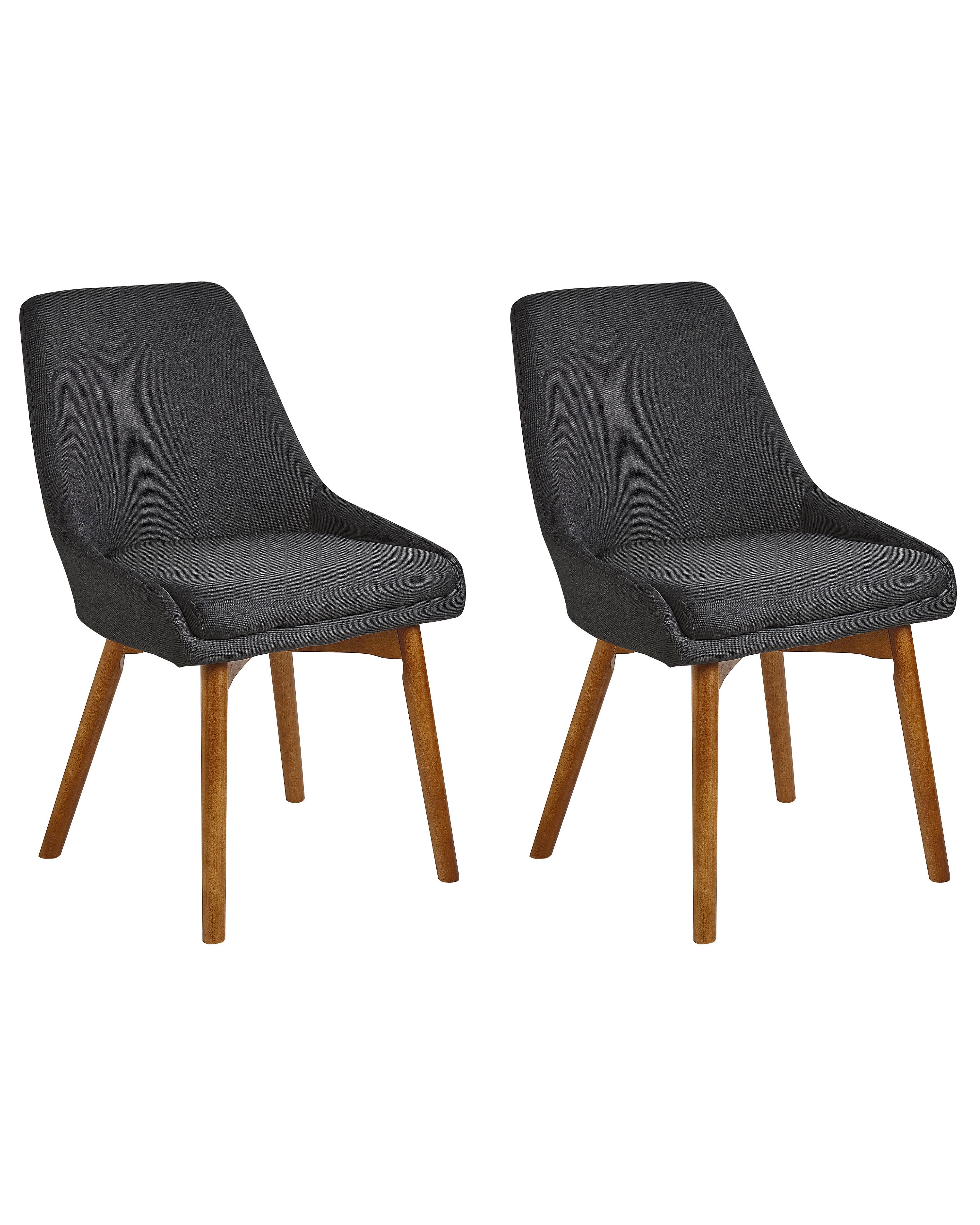 Set of 2 Dining Chairs MELFORT Fabric Black