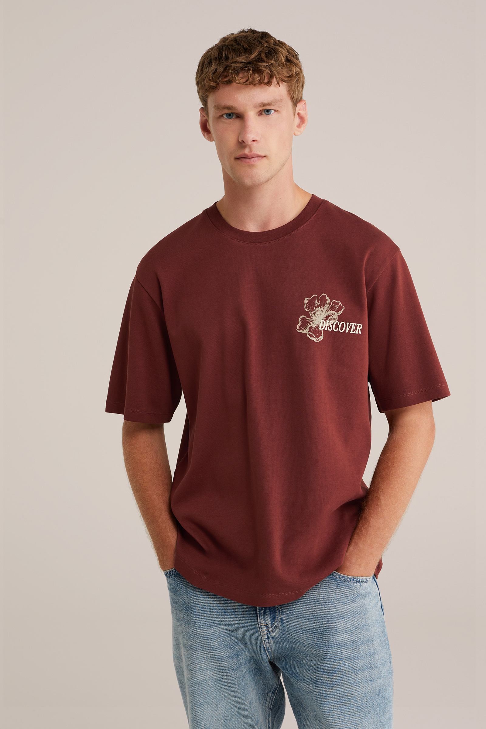 Heren heavyweight loose fit t-shirt met print