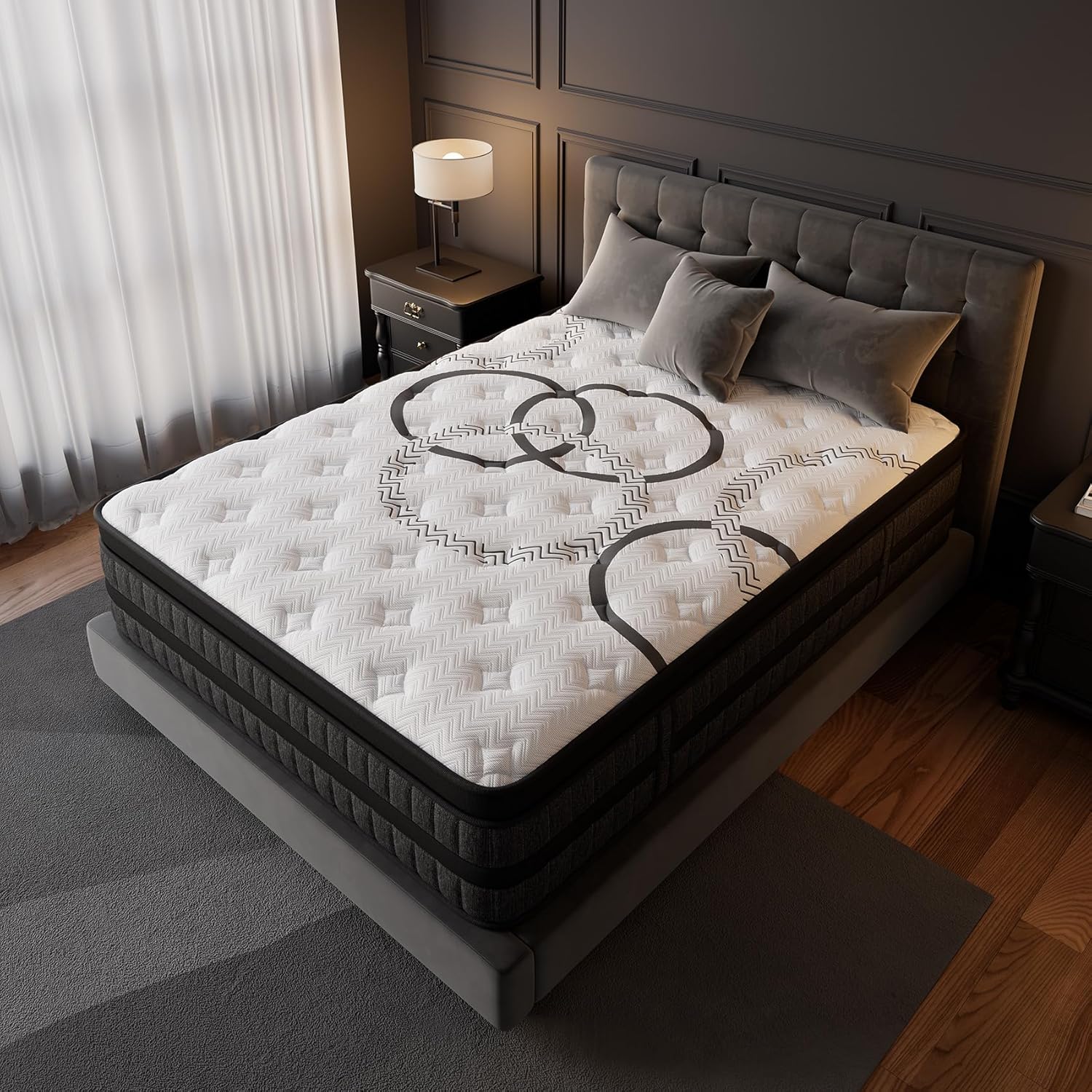 King Size Mattress 14 Inch Hybrid King Mattress Euro Top Medium Firm for Back & Lumbar Support [New Version], 365 Night Trial, Individual Pocket Spring for Motion Isolation & Pressure Relief