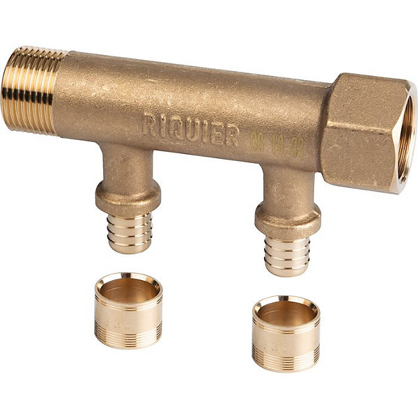 Collecteur 2 sorties - MF 3/4' - Avec départ à glissement Diamètre 16 mm - Riquier