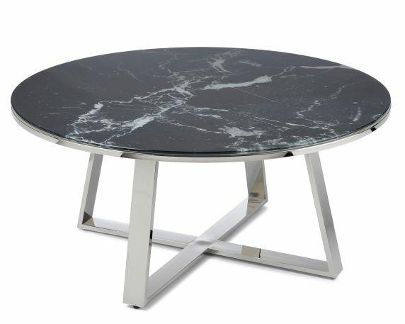 Stolik kawowy ława metalowy srebrnyszklany glamour 100 cm