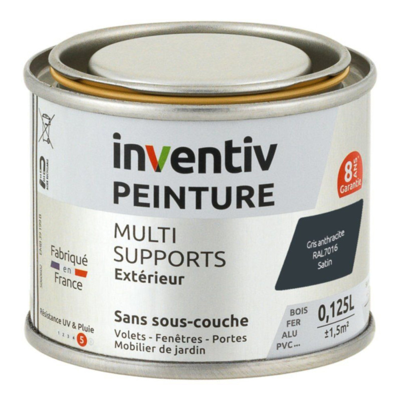 Peinture multi-supports anthracite satiné 0,125 L INVENTIV