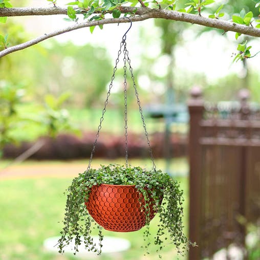 SOGA 2X Red Large Hanging Resin Flower Pot Self Watering Basket Planter