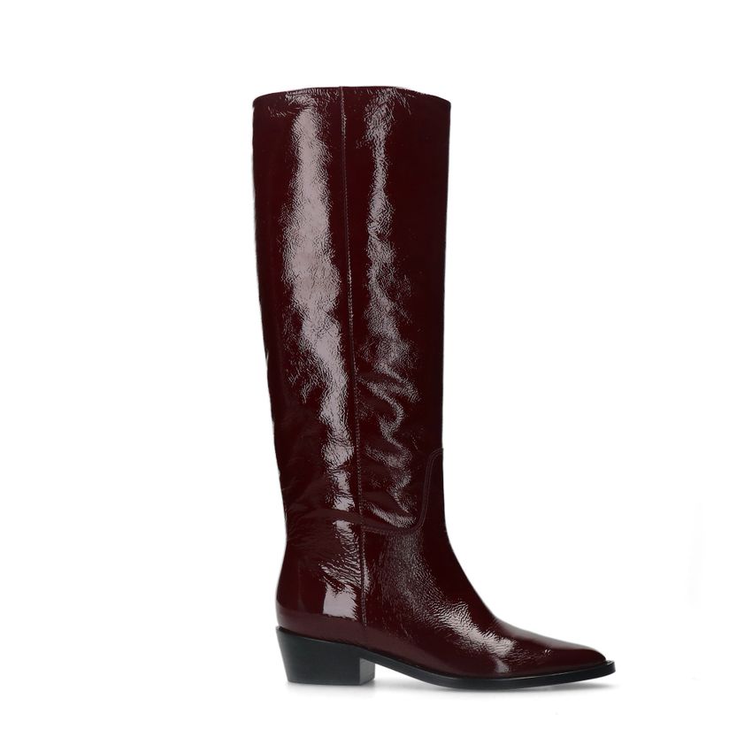 Manfield Rode lakleren hoge laarzen