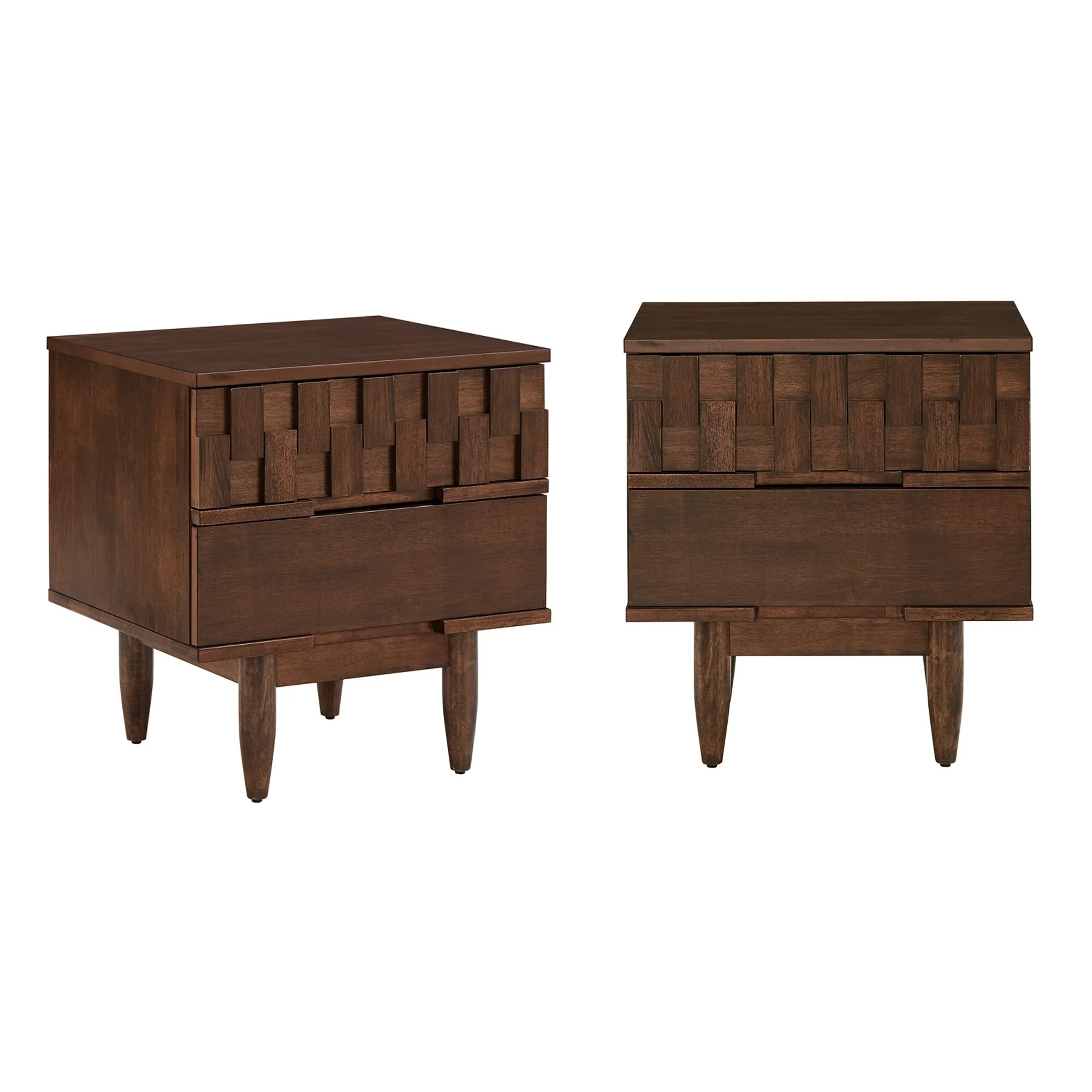 Bardolino Mid-Century Brown Finish 2-Drawer Nightstand