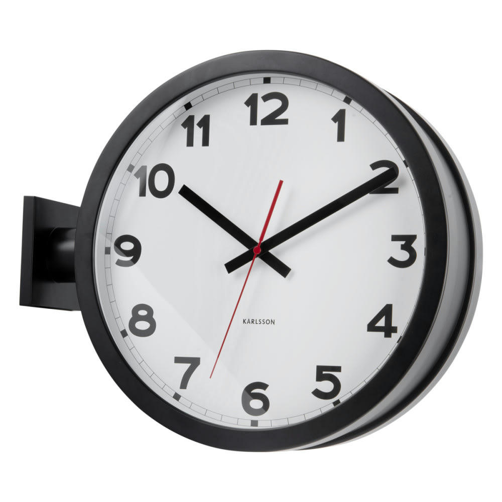 NEW CLASSIC DOUBLE SIDED - Horloge murale double face h38cm aluminium blanc