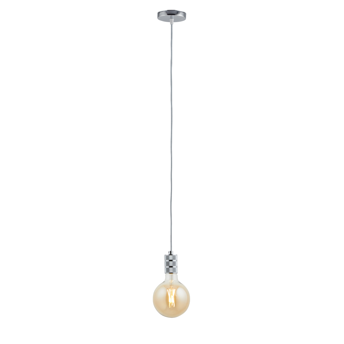 Lighto | Pendel Chroom | Inclusief Lichtbron Goud | Retro | 1.5m Snoer | Met Plafondkap