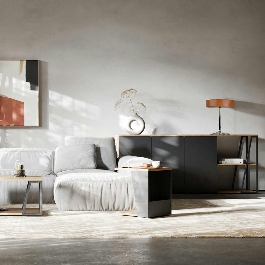 ALBI - Buffet  placage chêne clair et noir