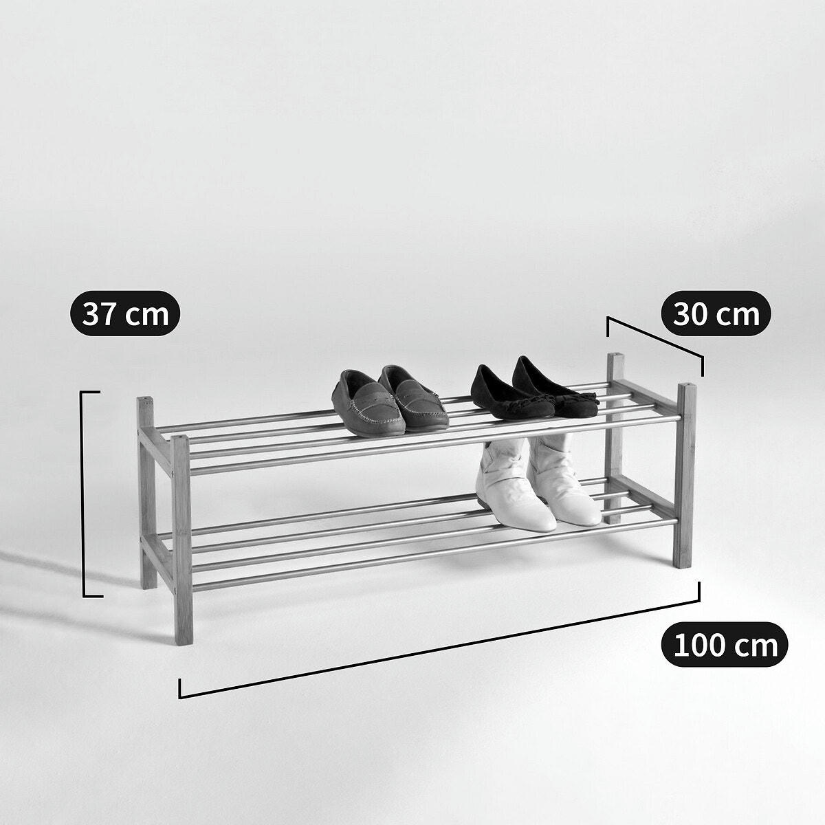 Range-chaussures Bamboo, 2 étagères