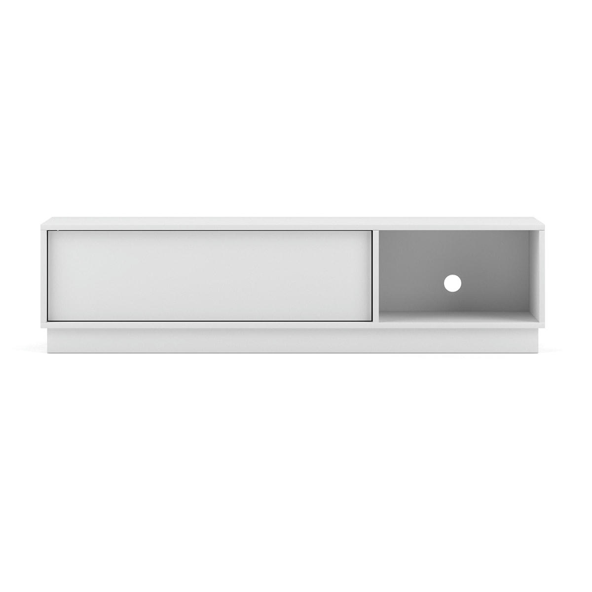 - Meuble tv bas 1 porte 140 cm blanc