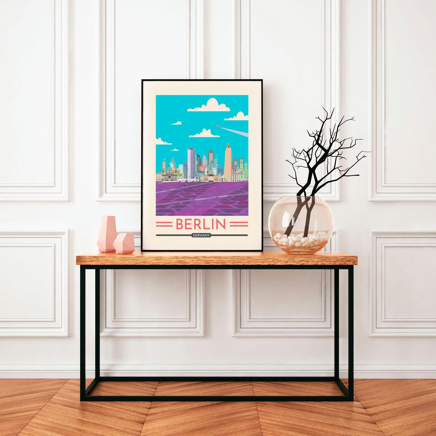 CIUDADES - Affiche avec cadre noir - Berlin - 30x40