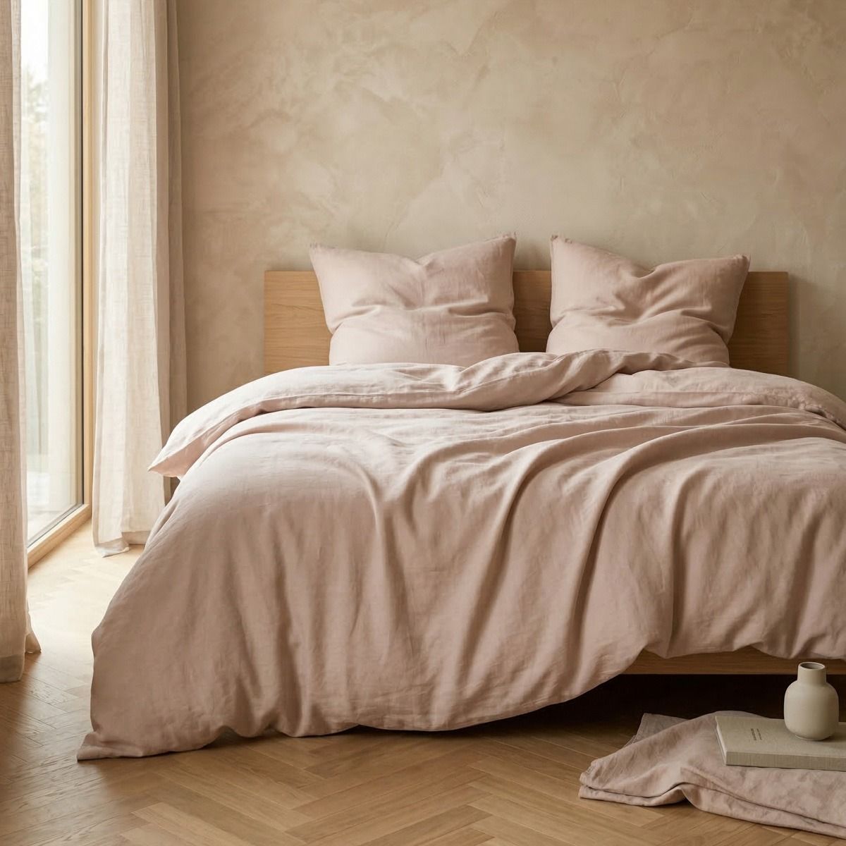 Pościel AVELIA satynowa z domieszką wiskozy beżowa 220x200   2*70x80 cm