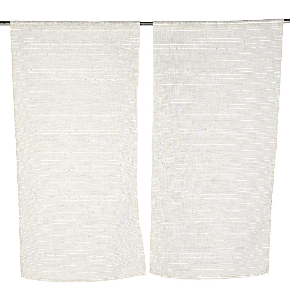 Vitrage passe tringle x2 effet sequin taupe 60x160cm