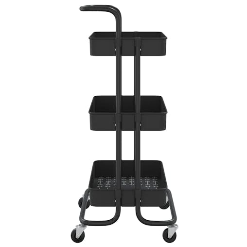 NNEVL 3-Tier Kitchen Trolley Black 42x25x83.5 cm Iron and ABS