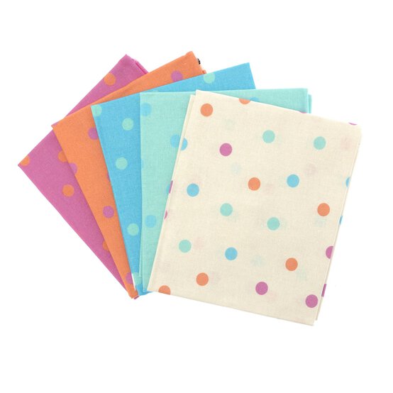 Pastel Polka Dot Cotton Fat Quarters 5 Pack