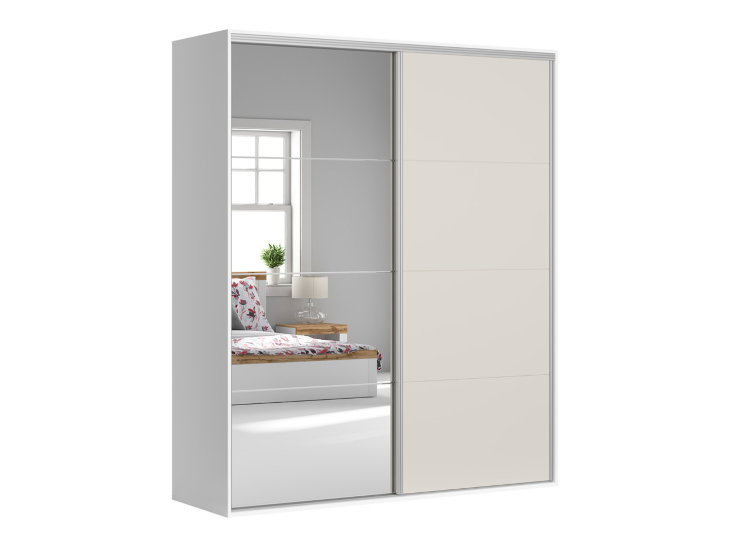 Szafa przesuwna Flex 200 cm z lustrem biały/kaszmir