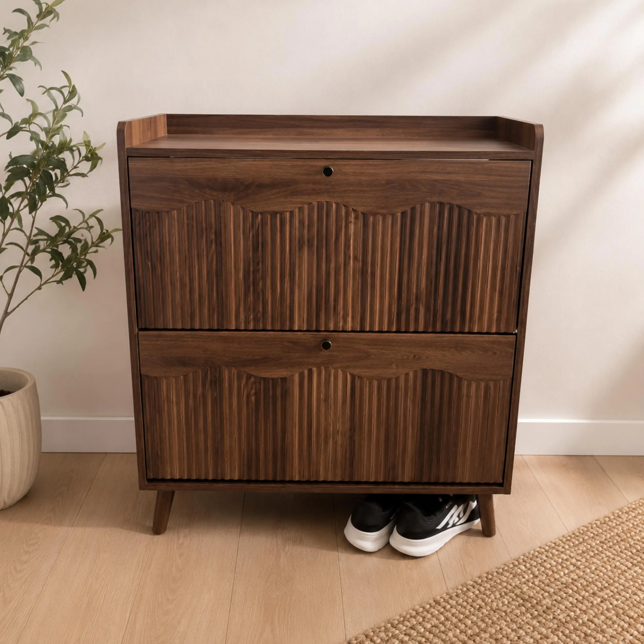 Shoe Storage Cabinet for Entryway with 4 Flip Drawers