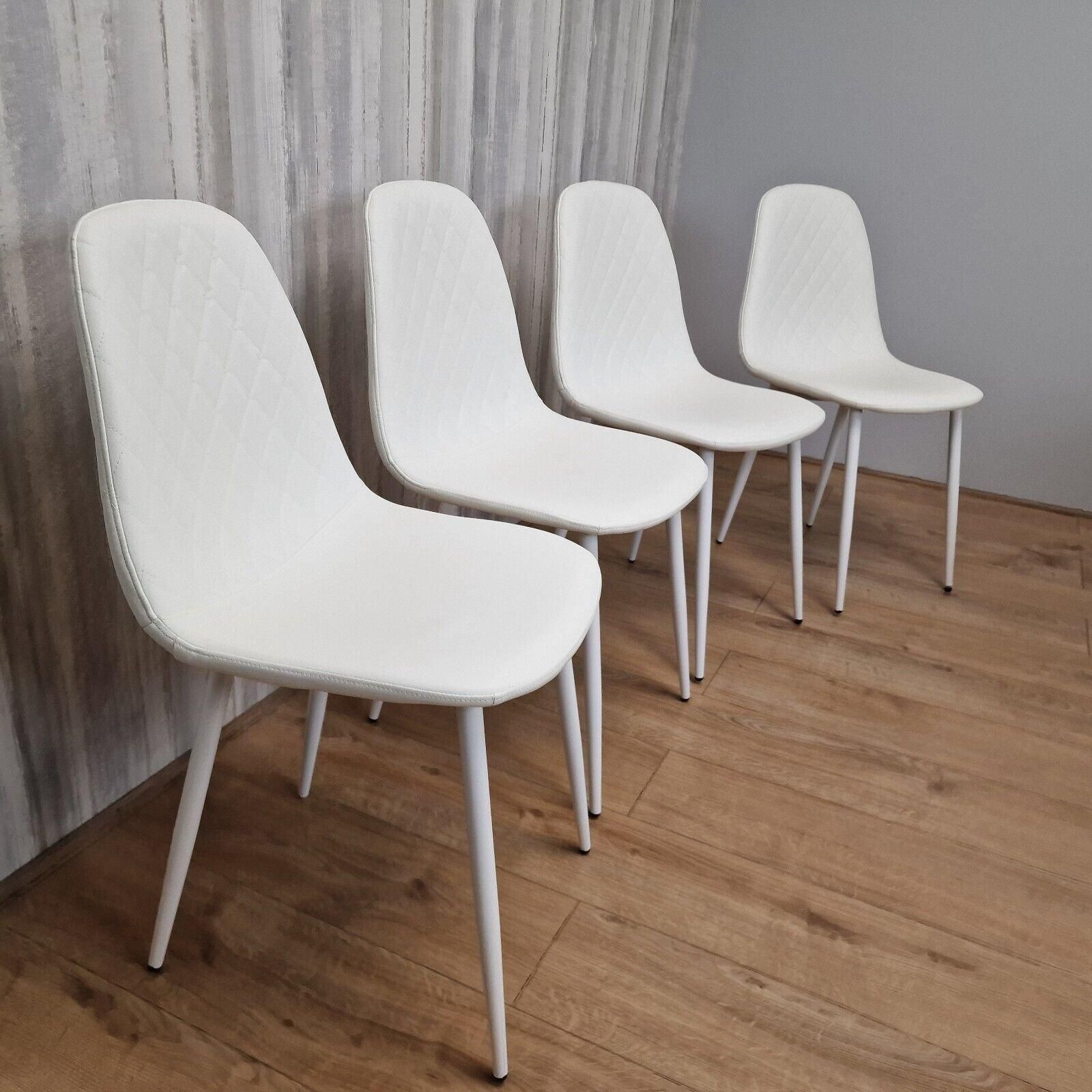 KOSY KOALA Dining Chairs Set Of 4 white Chairs Stitched Faux Leather Chairs, Soft Padded Seat Living Room Chairs, Kitchen Chairs