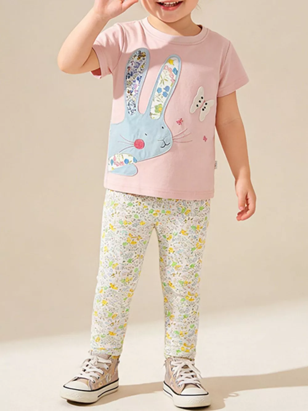 Children's Floral Bunny Top & Pants Set