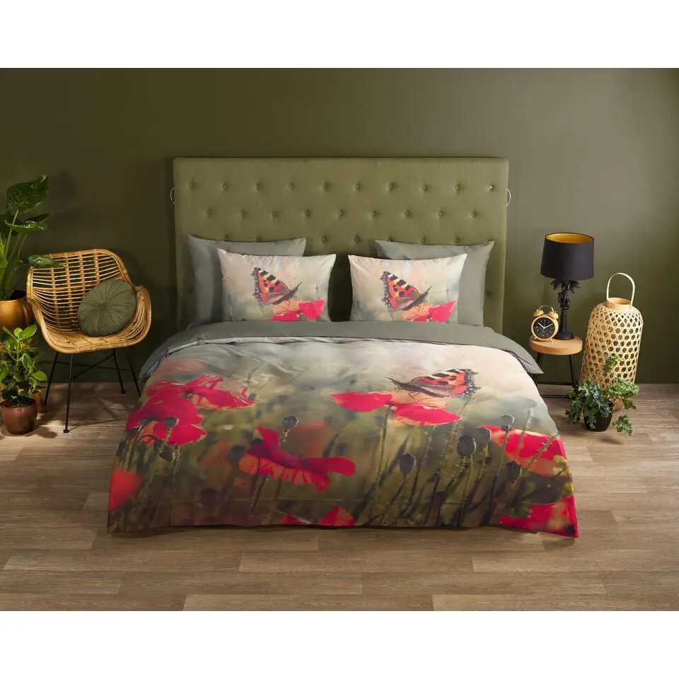 Good Morning Klaprozen Dekbedovertrek Multi-1-persoons (140 x 200/220 cm)