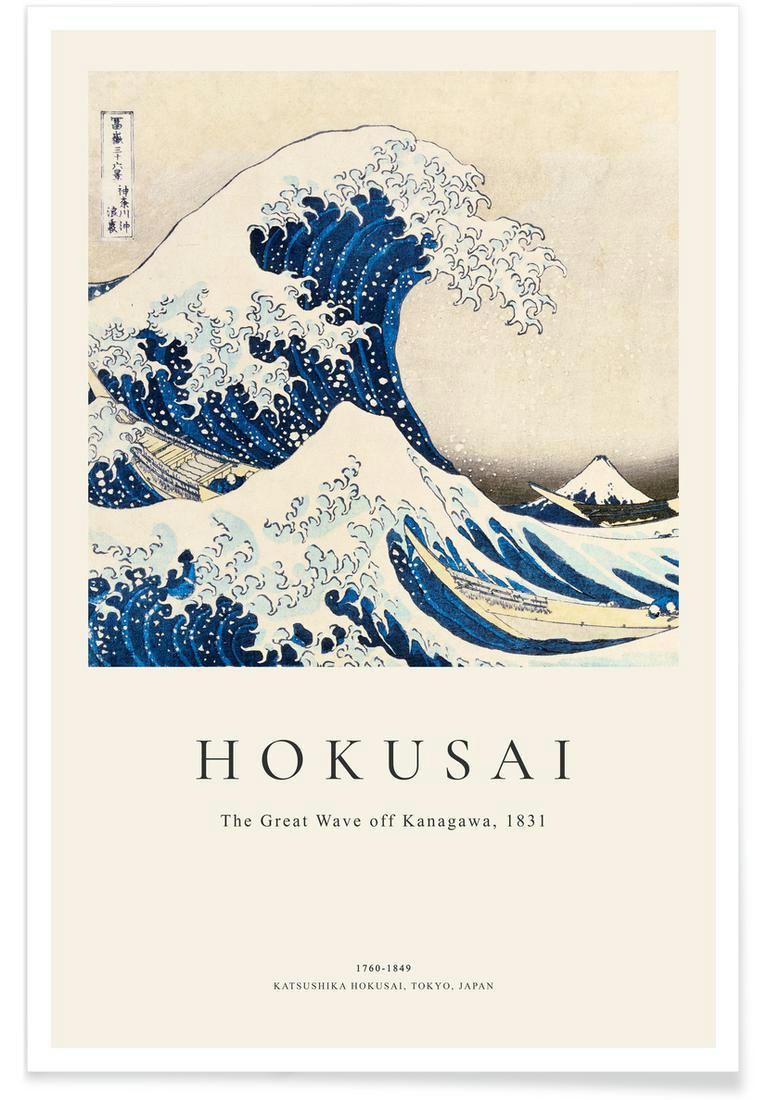 HOKUSAI - THE GREAT WAVE OFF KANAGAWA - Affiche blanc ivoire & bleu