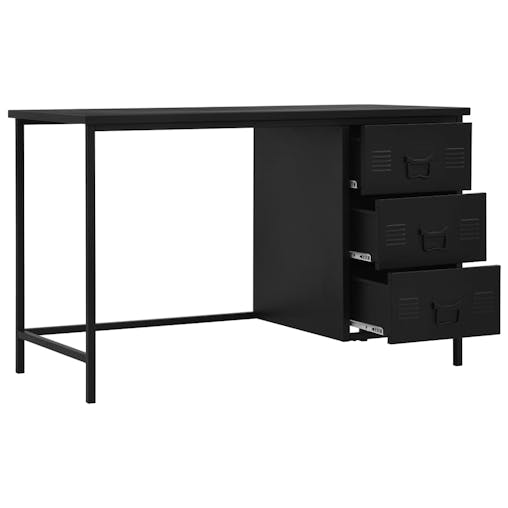 NNEVL Desk with Drawers Industrial Black 120x55x75 cm Steel