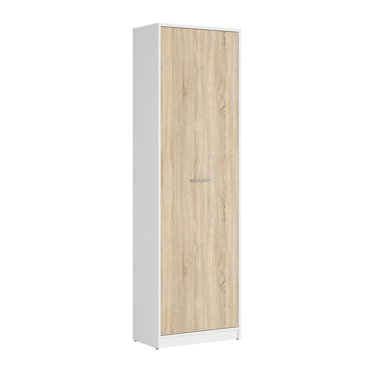 - Armoire colonne 1 porte stratifiés naturel et blanc