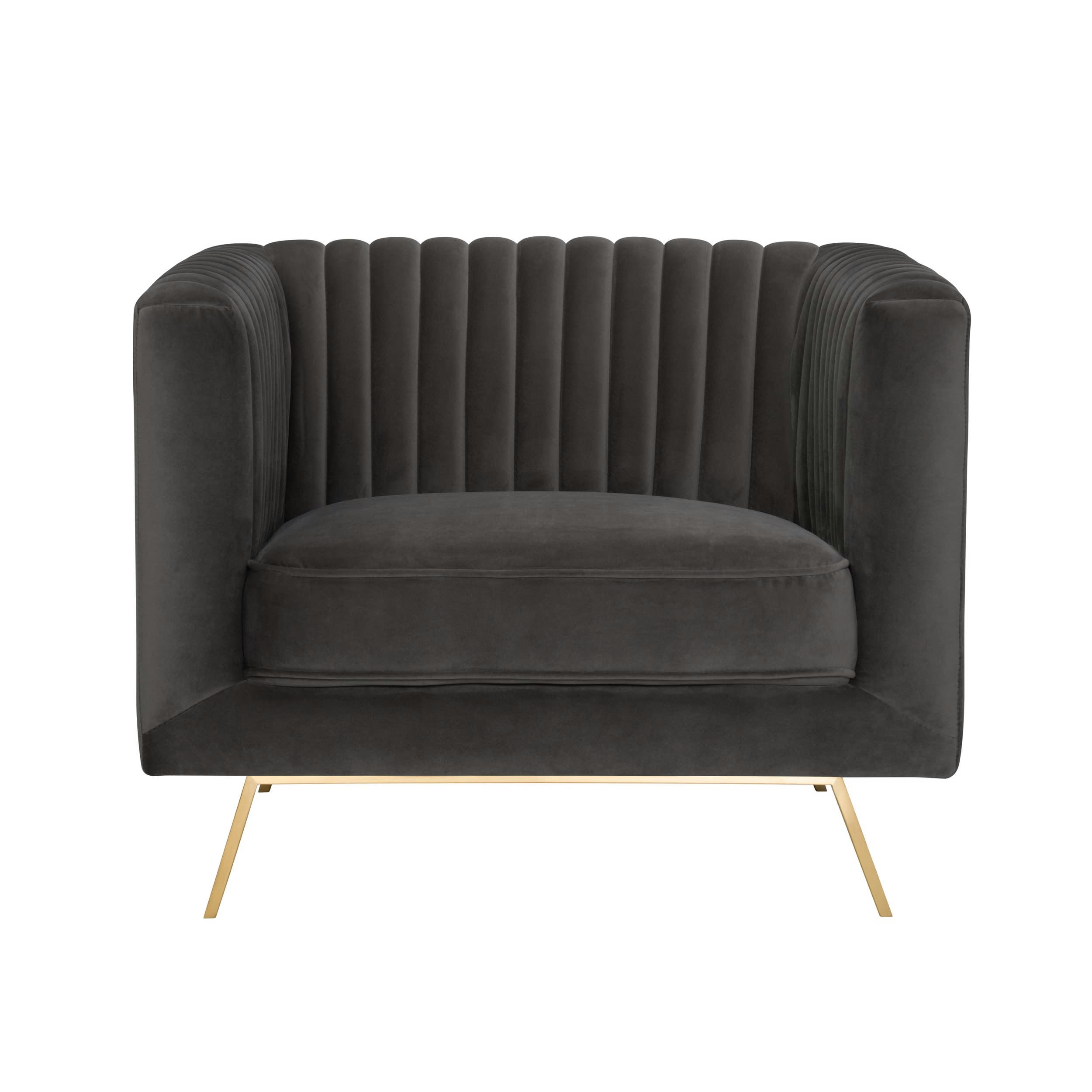 GATSBY - Fauteuil en velours gris