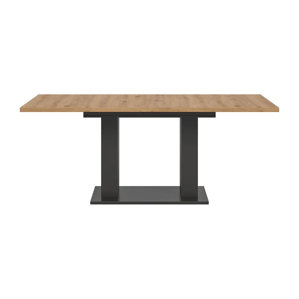 Hioshop Motion eetkamertafel dubbele zuilpoot 90x150/190cm incl 1 verlengblad