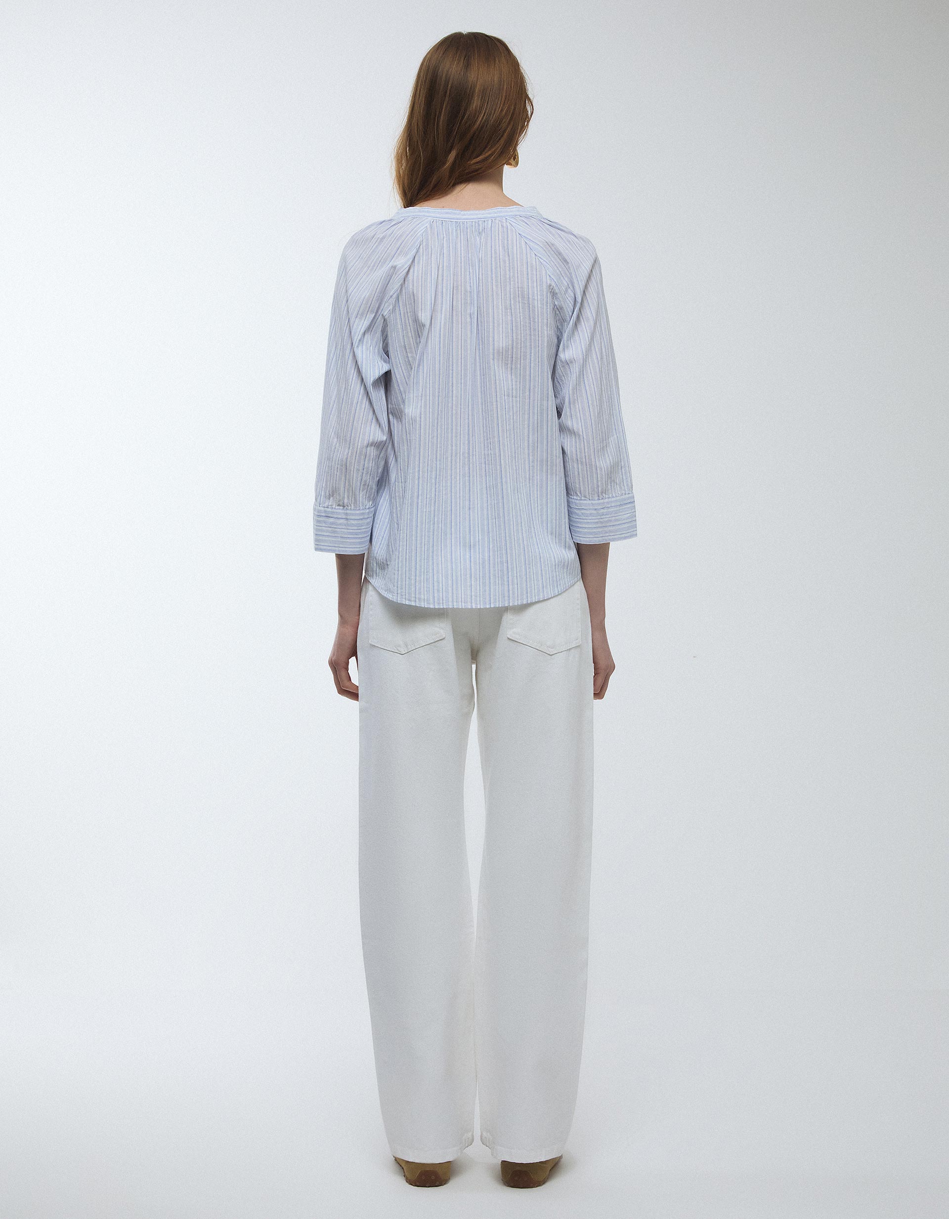 Calças de Ganga Wide Leg, Mulher, Branco
