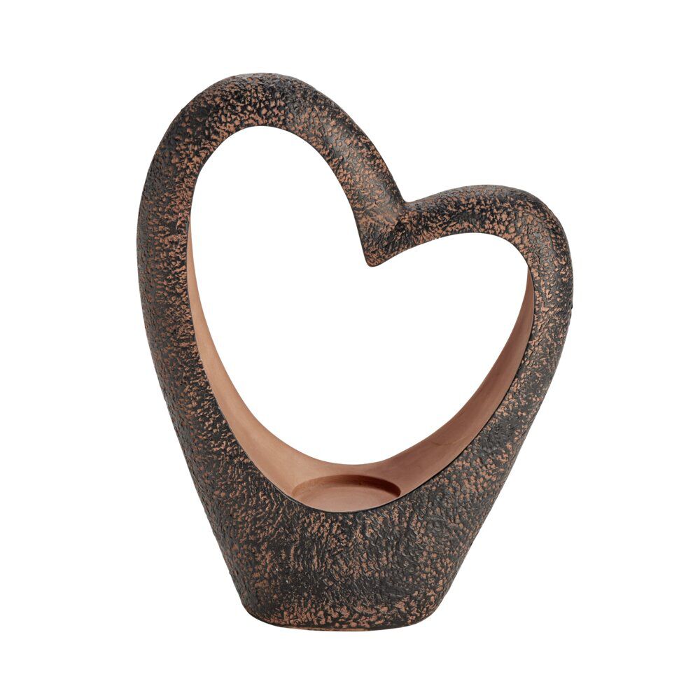 Porte-bougie coeur résine noir 20x6,5xH26cm