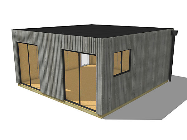 Bureau de jardin bois en bois 5,5 x 5,7 x 2,7 m avec plancher isolé