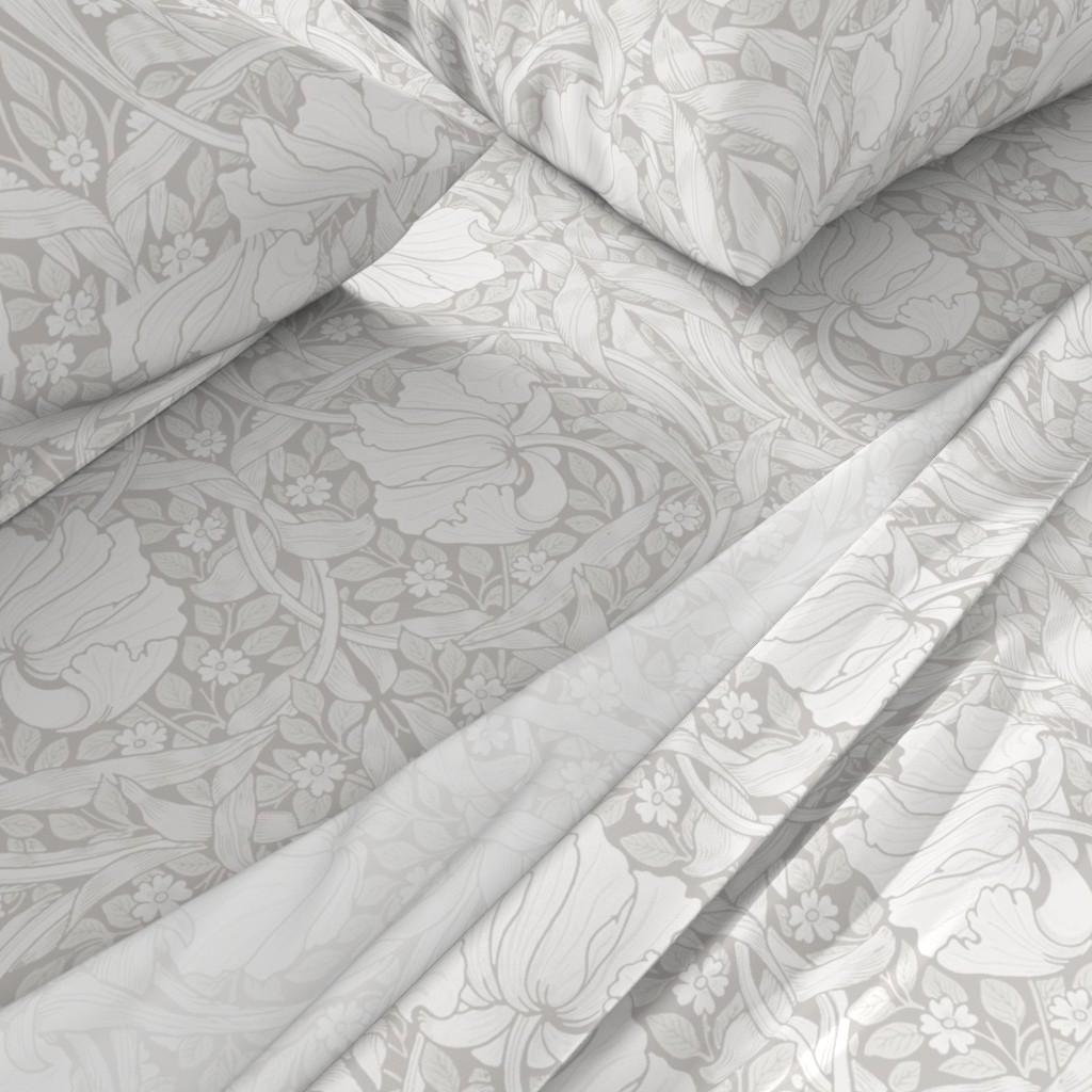 William Morris Sheets - Pimpernel by salvagescapes - Floral Vintage Arts And Crafts Edwardian Cotton Sateen Sheet Set Bedding by Spoonflower