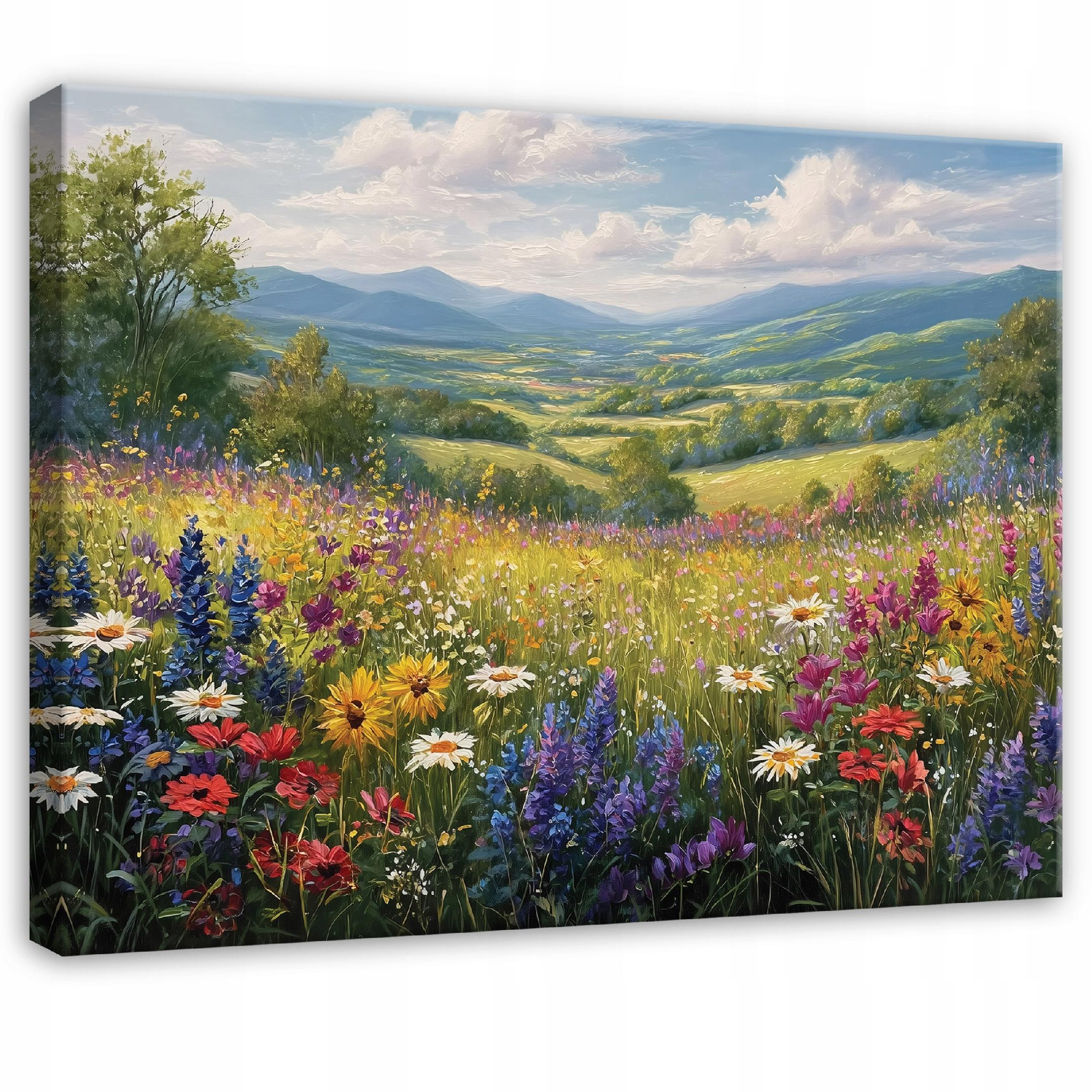 Obraz Kwiaty Łąka Pejzaż Natura Do Sypialni Salonu Kuchni Na Płótnie 60X40