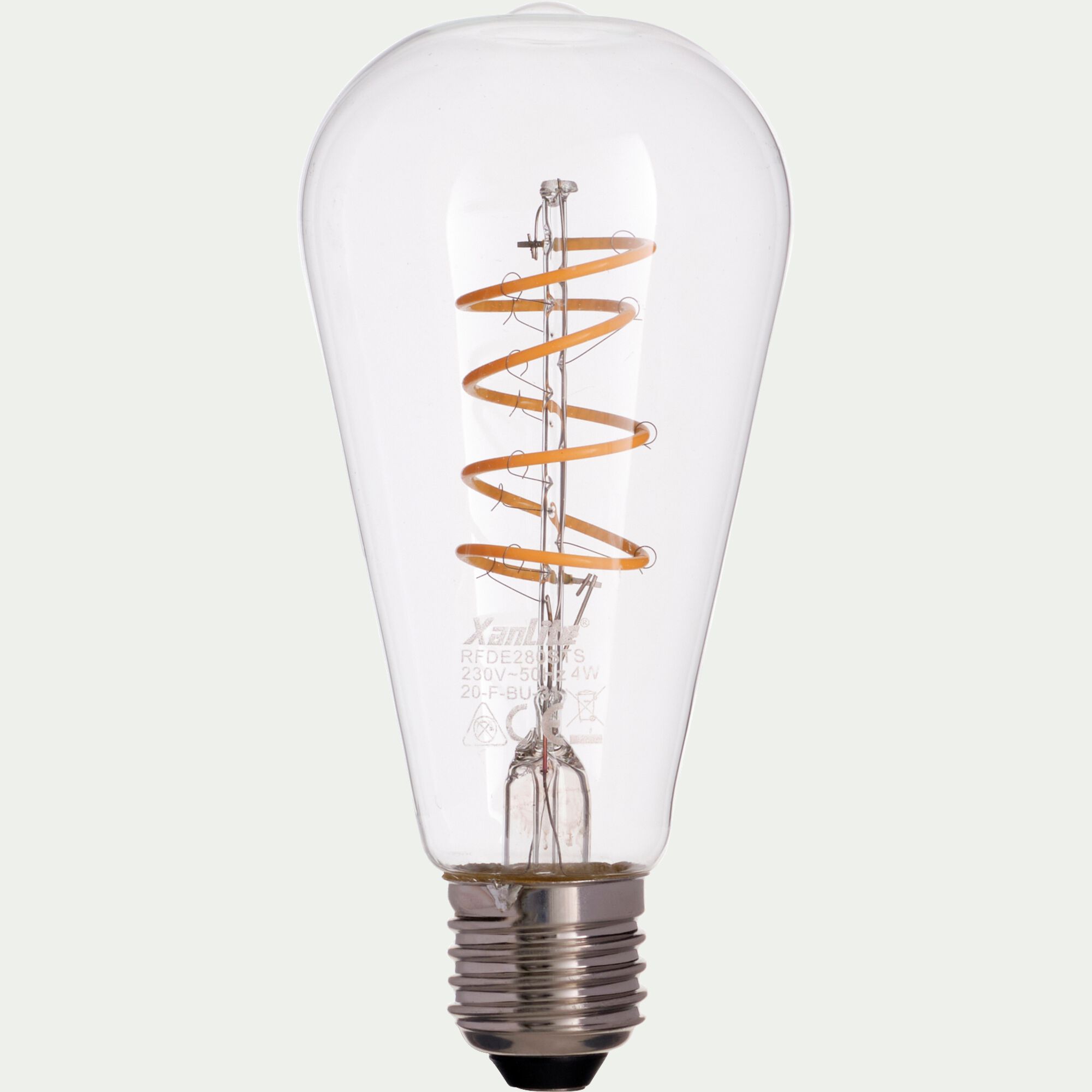 SPIRALE - Ampoule LED poire D6,4cm culot E27 - transparent