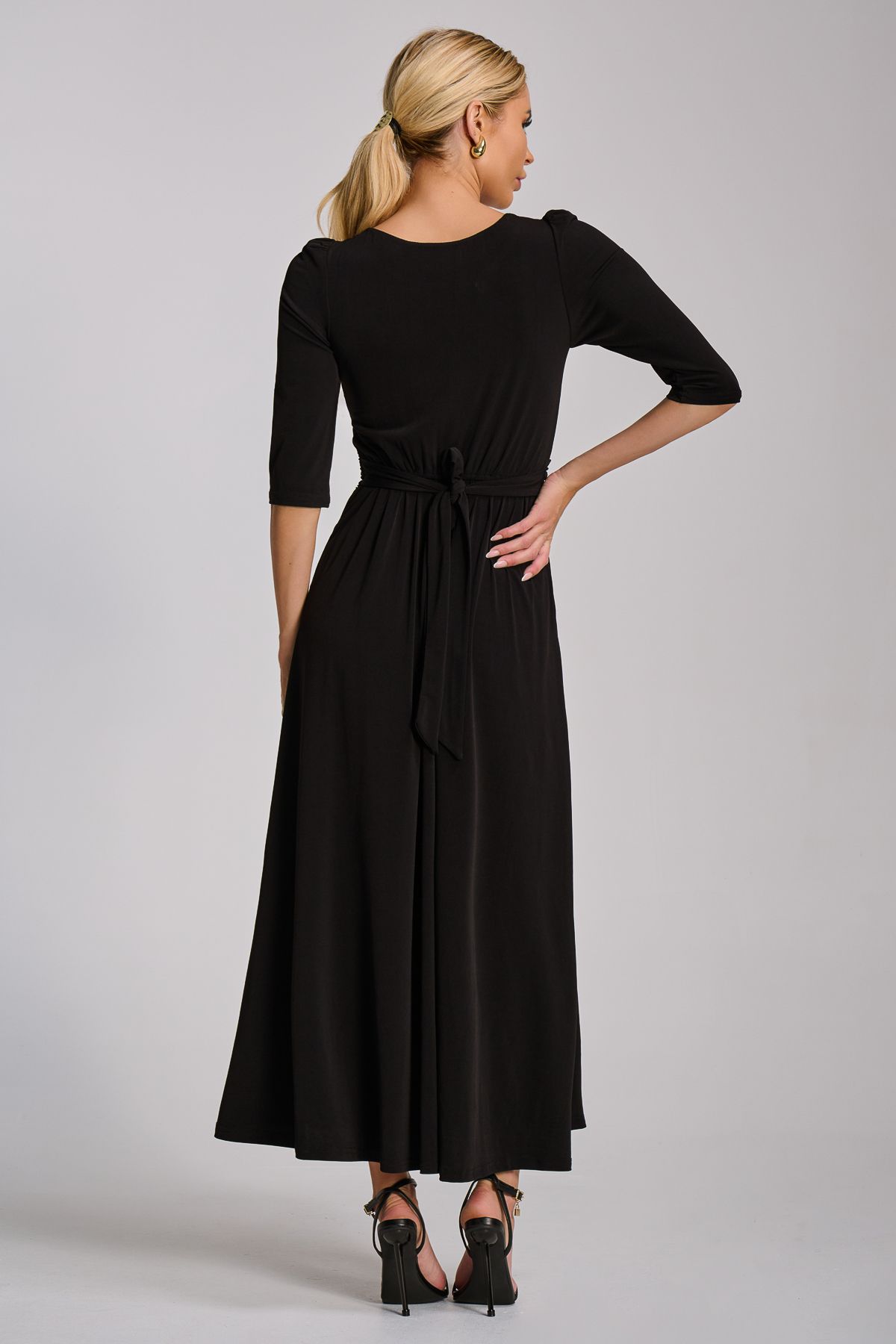 Jolie Moi Three quarter sleeve jersey maxi dress