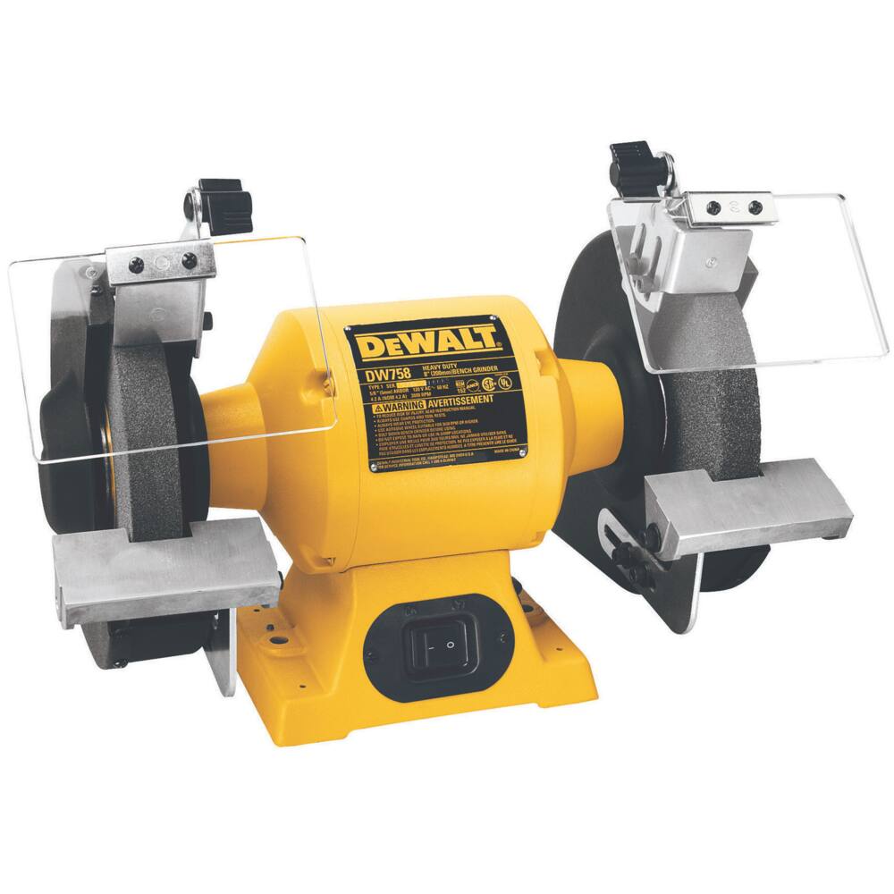 DEWALT DW758 3/4 HP Cast Iron Industrial Bench Grinder with 8-in Wheel Diameter