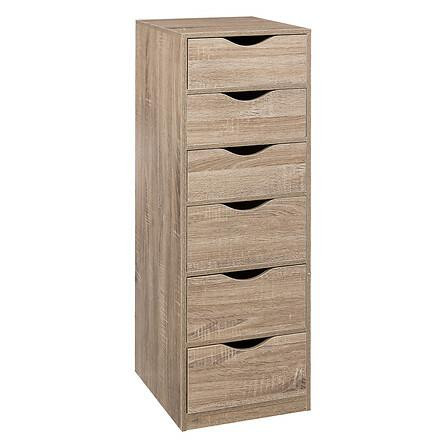 KOMODA wysoka Kali 6 SZUFLAD naturalna MDF styl skandynawski