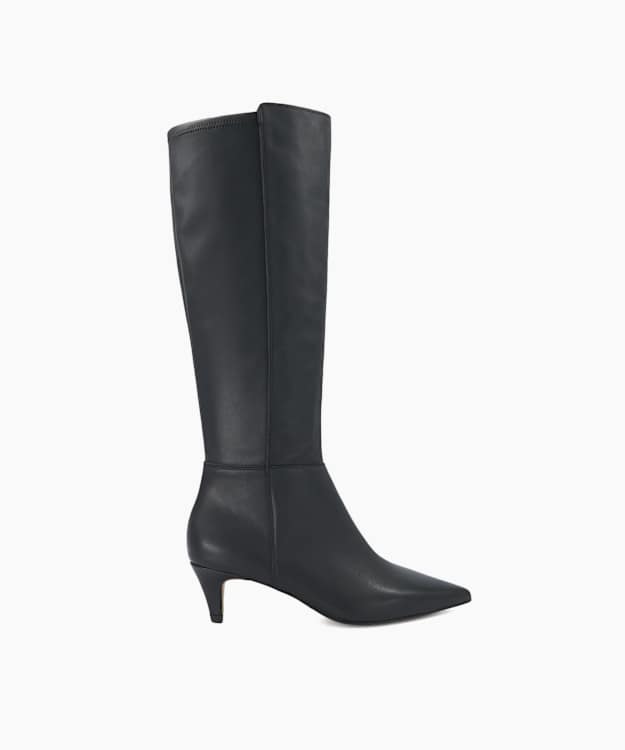 Shasa Black - Leather Knee-High Boots