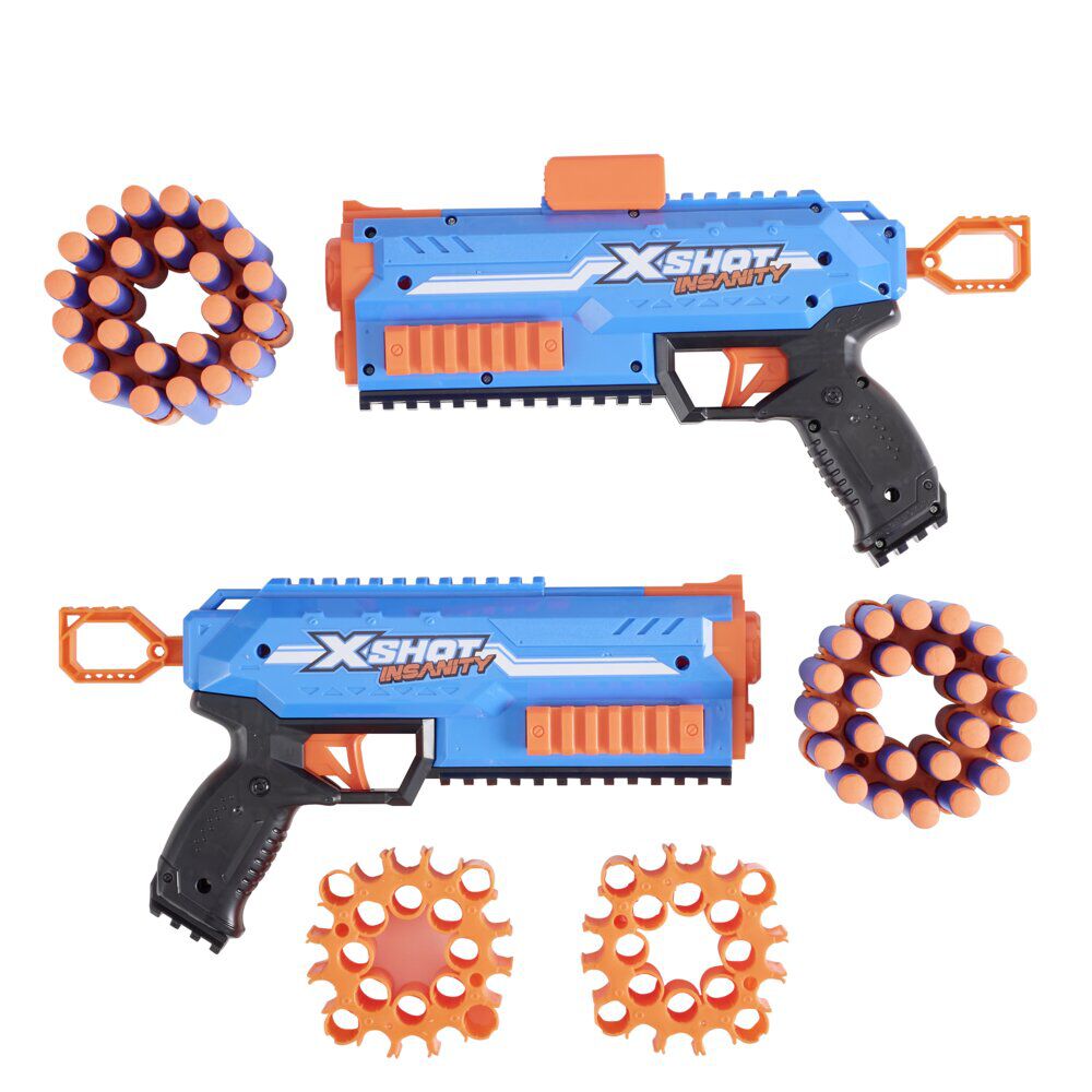 Pistolet Xshot Insanity x2 avec 48 fléchettes 30m de portée