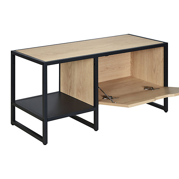 Banc range chaussures en métal noir et bois avec rangement l. 90 cm Homesight Wilko