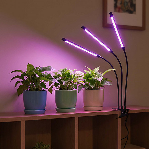 Lampe horticole LED SPRINGOS a 3 panneaux, minuterie et pince, Lampe USB pour la croissance