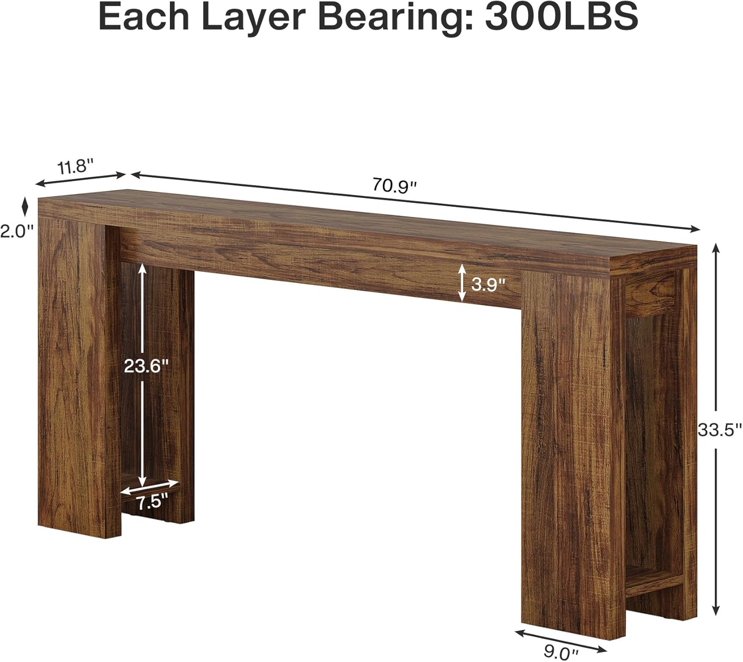 Tribesigns 70.9-Inch Extra Long Console Table, Farmhouse Wood Sofa Table Behind Couch, Narrow Entryway Accent Table for Living Room, Hallway, Entrance, Foyer, Dark Brown