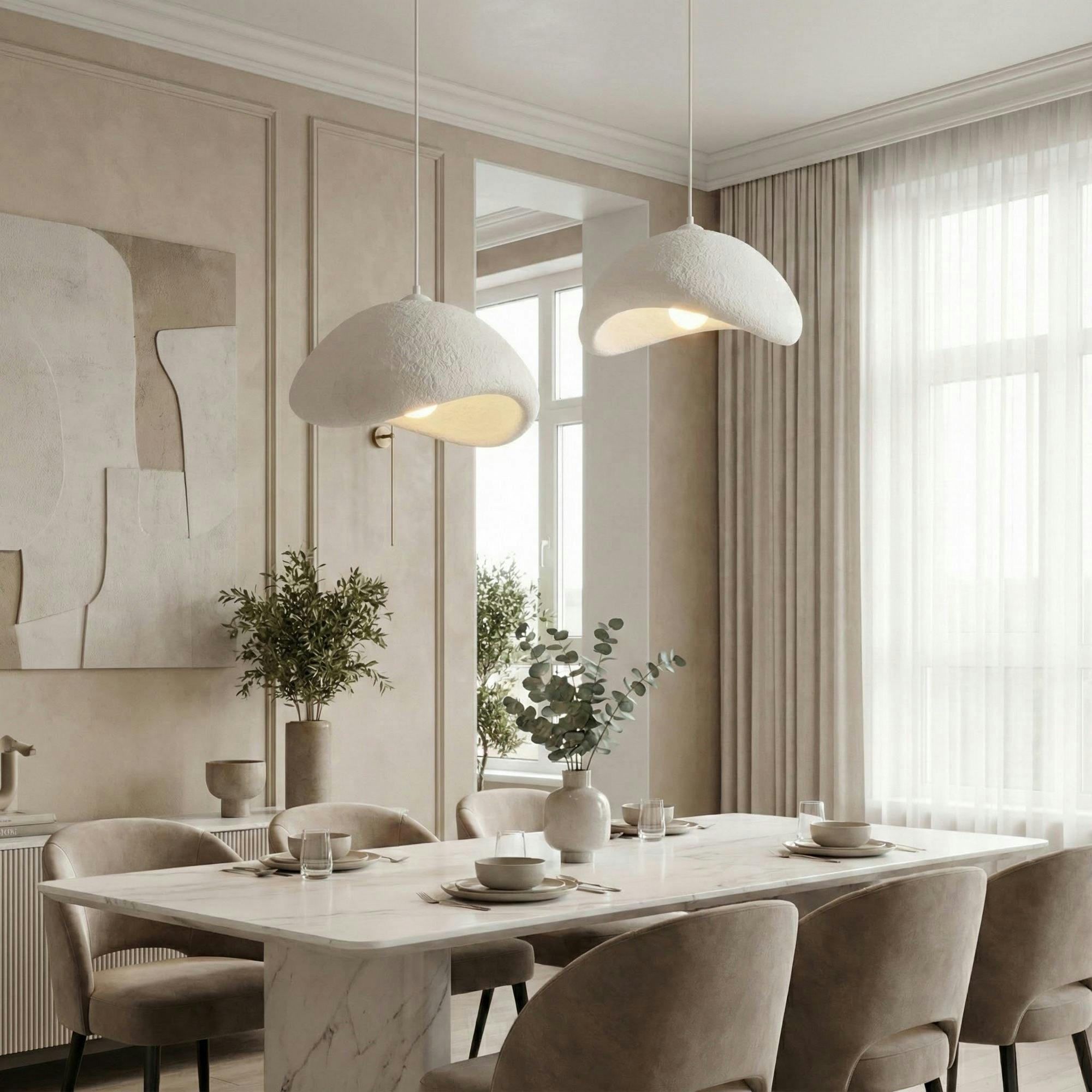 Suspension de table blanche 2 lampes 94 cm NOXIS