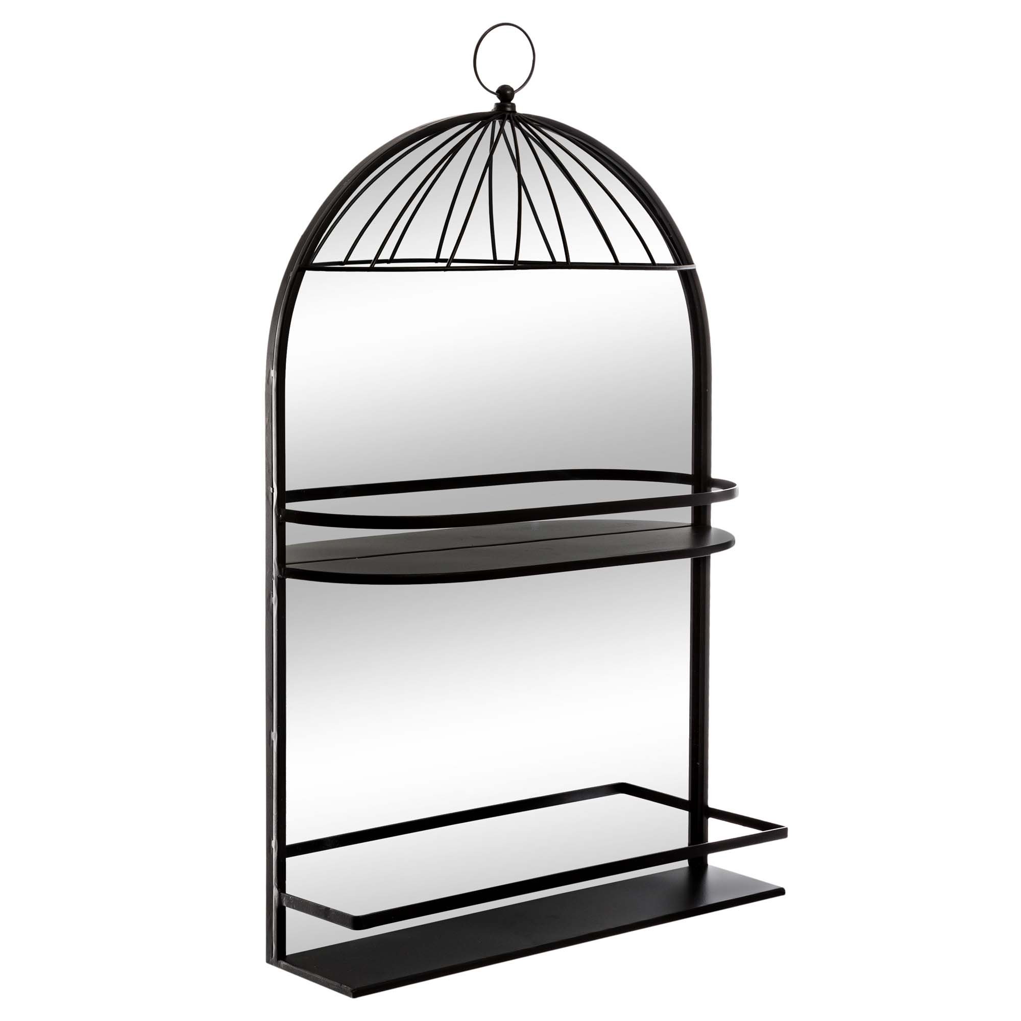 Espelho de metal com prateleira