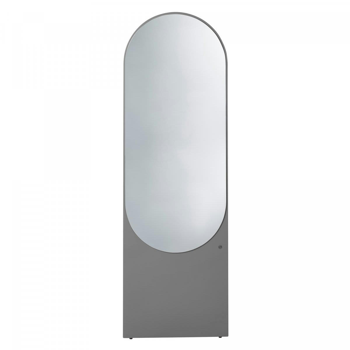 ALTESSE - Grand miroir sur pied ovale en bois gris