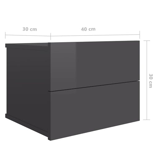NNEVL Bedside Cabinets 2 pcs High Gloss Grey 40x30x30 cm Chipboard